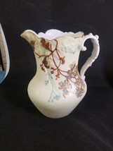 A. Lanternier Limoges Water Pitcher Flower Motif Green &amp; Blue Stamps - £33.26 GBP