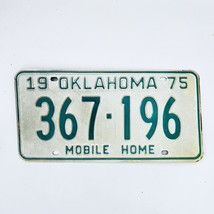 1975 United States Oklahoma Base Mobile Home License Plate 367-196 - £14.76 GBP