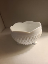 Vintage Indiana White Milk Glass Diamond Point Three Footed Candy/Nut Dish - $9.49