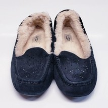 Uggs Sheepskin Ansley Ltd. Edition Slippers Black Suede W/RHINESTONES Size 12 - £39.60 GBP