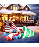 7 FT Lighted Christmas Inflatable Blow Up Outdoor Decoration Gnomes Pull... - $82.71 CAD