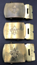Lot of Three (3) Vintage BSA Boy Scouts Solid Brass Belt Buckles USA - £13.18 GBP