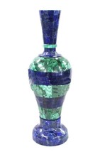 Marble Flower Vase Pot Lapis Inlay Marquetry Art Collectible Gifts 12&quot; - £2,080.43 GBP