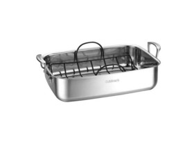 15&quot; Stainless Steel Roaster with Non-Stick Rack - £79.62 GBP