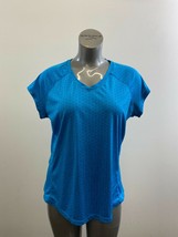 ACX Women&#39;s V Neck Athletic T Shirt Size XL Blue Patterned Short Sleeve   - $8.09 CAD