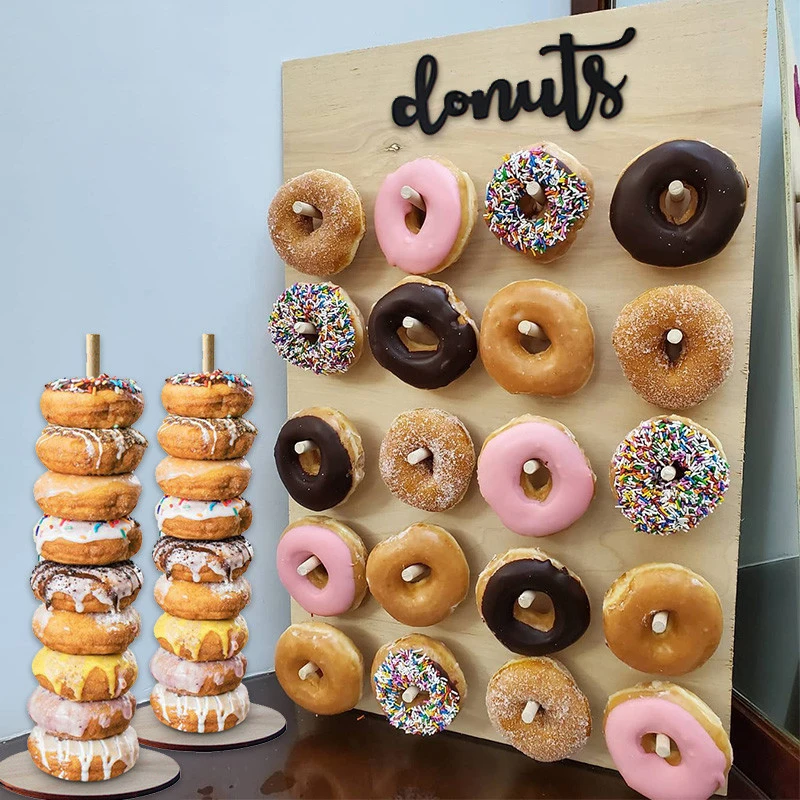 Play DIY Wooden Donut Wall Rustic Wedding Decoration Table Donut Party Decor Bab - £23.17 GBP