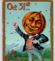 Halloween Postcard Uncle Sam Goblin Man Gottschalk Germany 1911 Fantasy 2040 - £77.25 GBP