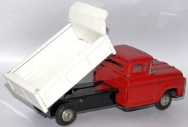 Vintage Tin Lithographed Friction Red &amp; White Dump Pickup Truck, Made in Japan - £75.14 GBP