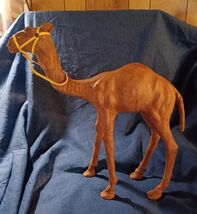 Camel Figure - Leather Wrapped - Glass Eyes - 13" - Made in India - $28.47