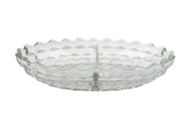 Fostoria American Clear Glass 2 Part Divided Relish Dish 10&quot; x 7&quot; - £17.46 GBP