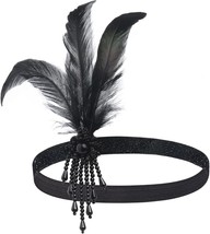 1920s Flapper Headpiece Roaring 20s Feather Headband Roaring 20s Gatsby Hair Acc - £20.13 GBP