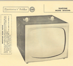 1956 TRUETONE 2D2524A TELEVISION Tv Photofact MANUAL Tube Receiver CRT V... - $9.89