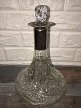 Vtg Crystal Whiskey Decanter with glass stopper 1970&#39;s Leonard Liquor - £40.20 GBP