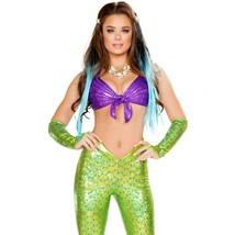 Mermaid Costume Seashell Crop Top Scales Flared Pants Iridescent Metallic 4656 - £50.35 GBP