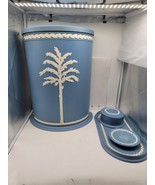 Vintage Fesco Laundry Hamper   Light Blue with Tree/Leaves Made In USA - €47,76 EUR