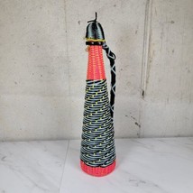 Vintage 1960’s French Scoubidou Woven Plastic Wicker Handled Wrapped Wine Bottle - £29.01 GBP