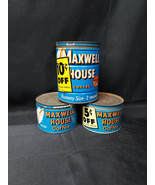 Old Lot Of 3 MAXWELL HOUSE COFFEE Metal Tin Cans With Lids 1940s 1950s - $552.28 MXN