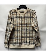 Karen Scott Womens S Oatmeal Heather Plaid Fleece Crewneck Sweatshirt NW... - $19.59