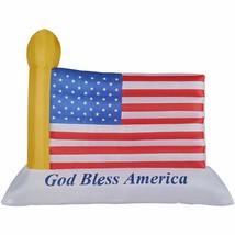 10-ft. Wide American Flag Blow Up Inflatable with Lights and Storage Bag Blue - $152.45