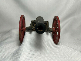 Red Spoke Wheel Cast Iron Black Field Cannon 10 1/2&#39; Long Toy Shelf Sitt... - $49.95