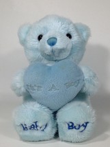 Aurora Baby Boy Teddy Bear Blue Plush Stuffed Animal Comfy Heart Pillow 9&quot; - £15.04 GBP