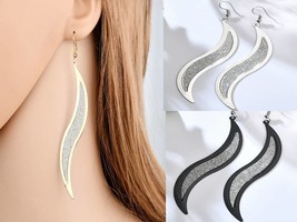 1 Pair Spring Clipon Or Pierced SILVER/GOLD/BLACK Dangle Drop Earrings - £4.71 GBP