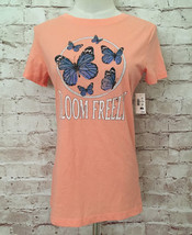 Aeropostale Womens M Classic Crew T- Shirt BLOOM FREELY Peach Orange But... - $15.20