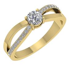 0.10 Ct Round Cut Diamond Wedding Engagement Ring 14k Yellow Gold Finish 925 - £71.93 GBP