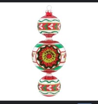 Lot X 3 Shiny Brite Holiday Splendor 7&quot; Shape Indent Ornament by Radko 40s Style - $64.35