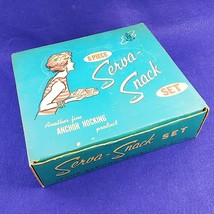 Anchor Hocking Mid-Century Serva Snack Set 8 Pc Set Orig Box Grape Cluster Motif - £50.72 GBP