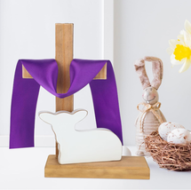 Easter Resurrection Scene Set Wooden Cross and Lamb Easter Decorations Religious - £13.75 GBP