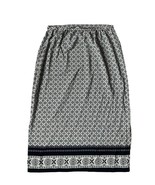 Laura Scott Skirt Petite  L Floral Cream Black  Elasticin Waist Side Spilts - $11.40