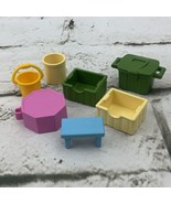 Playmobil Replacement People Lot Buckets Baskets Stool Green Yellow - £11.66 GBP