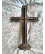 Handcrafted Rustic Steel Cross Free Standing 12&quot; tall  Art Sculpture - $29.99