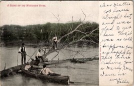 Wisconsin Men Boat Rifle Tree on River 1906 Boscobel to Livingston Postcard X4 - £15.69 GBP