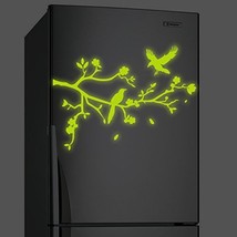 ( 24&quot; x 18&quot; ) Glowing Vinyl Wall Decal Tree Branch Falling Leafs Birds, Flowers/ - £28.24 GBP