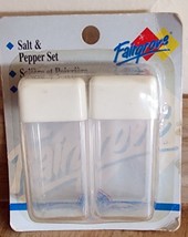 Vintage Plastic Clear With White Cover Salt &amp; Pepper Shakers Set NOS Fairgrove - £5.01 GBP