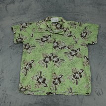 Milano Bay Shirt Mens XL Green Short Sleeve Spread Collar Button Pocket Floral - £17.89 GBP