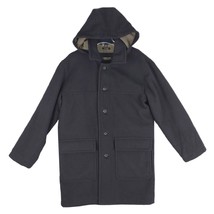 Claiborne Men&#39;s S 100% Wool Dark Navy Trench Coat w/ Removable Hood Ukra... - £34.67 GBP