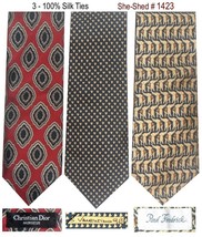 Three Ties - Christian Dior, Valentino &amp; Paul Fredrick 100% Silk Neckties - £11.82 GBP