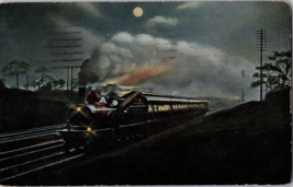 Midland Railway &quot;Leeds Express&quot;  travel by Moonlight Vintage Postcard LA CA - £5.80 GBP