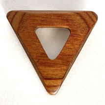 Vintage MCM Honey Wood Tapered Points Handmade Triangle Brooch 2in - £19.50 GBP