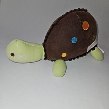 Summer Brand Turtle Plush Lovey 11&quot; Long Green Brown Ribbed Orange Polka... - $19.75