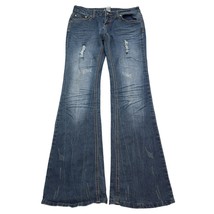 Klip Jeans Pants Womens 5 Blue Low Rise 5 Pocket Distressed Flare Leg - £20.61 GBP