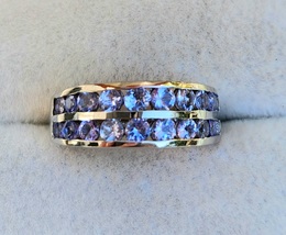Tanzanite Double Half Eternity Band in Platinum Over Sterling 2.0 ctw Size 6 - £47.92 GBP