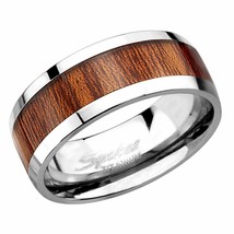 Titanium Wood Inlay Ring Mens Casual Rings Wooden Wedding Band 8mm Sizes 9-12 - £15.79 GBP
