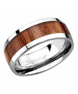 Titanium Wood Inlay Ring Mens Casual Rings Wooden Wedding Band 8mm Sizes... - £16.01 GBP