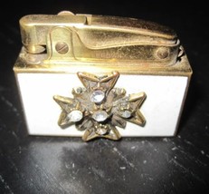 &quot;Crown Design&quot; Ladies Petite Elegant Brass Jewel Cross Art Deco Petrol Lighter - £19.97 GBP