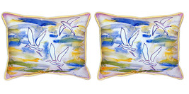 Pair of Betsy Drake Three Gulls Large Indoor Outdoor Pillows 16x20 - £69.91 GBP