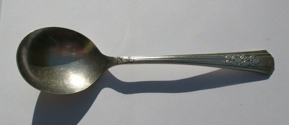 Primary image for Vintage WM. A. Rogers A1 plus Oneida LTD. soup spoons roses on the handle 7"